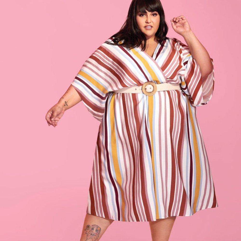 Eloquii Striped Dolman Sleeve Dress Sz 22 NWT